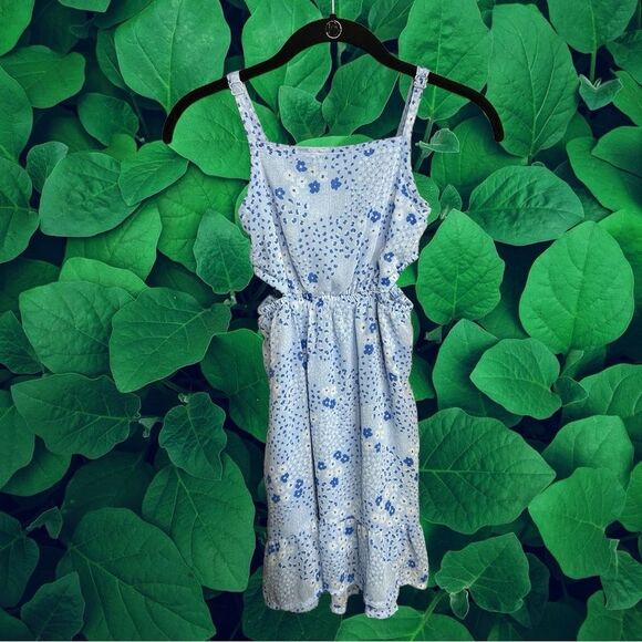 Wonder Nation Baby Blue Floral Open Rib Midi Dress Girls Small (6/6X) - Picture 1 of 6